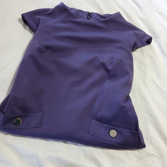 Jones of New York 4 plum fully lined sheath accent hip pockets buttons cap slv - Picture 4 of 12